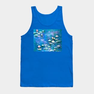 Water Lilies in Blue Tank Top